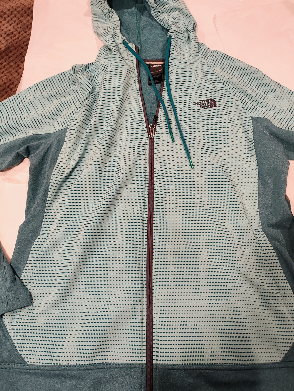 The North Face Women's Teal Striped Hooded Zip Jacket - Picture 2 of 5